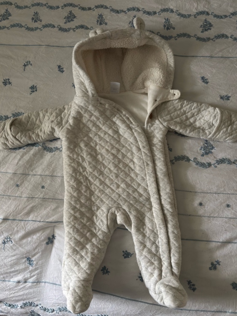 Carters 3 month light gray quilted one piece winter piece- EUC worn once